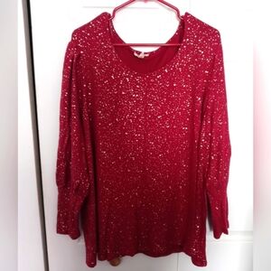Women's beautiful plus size 3x burgundy and gold sweater